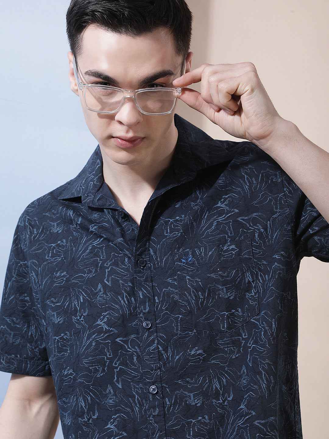 Navy Blue Printed Shirt