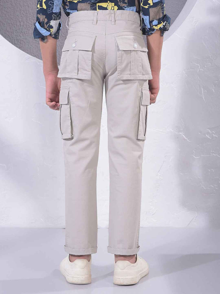 Soft Beige Utility Cargo Trousers