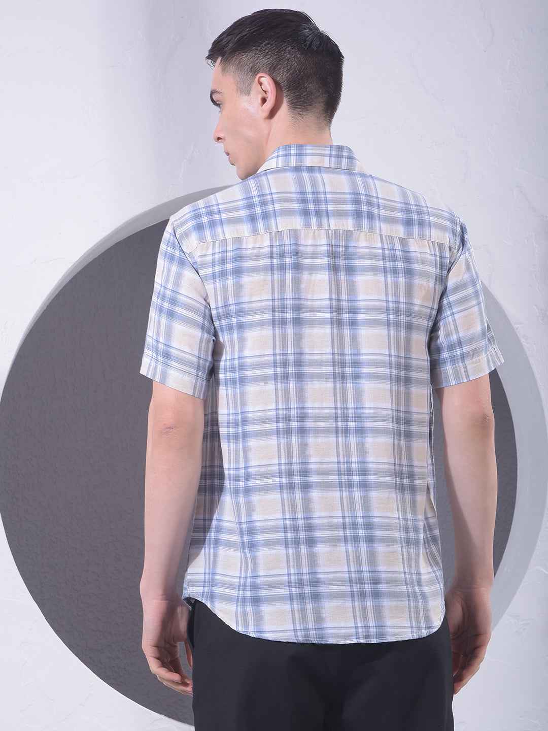 Blue Checked Linen Shirt