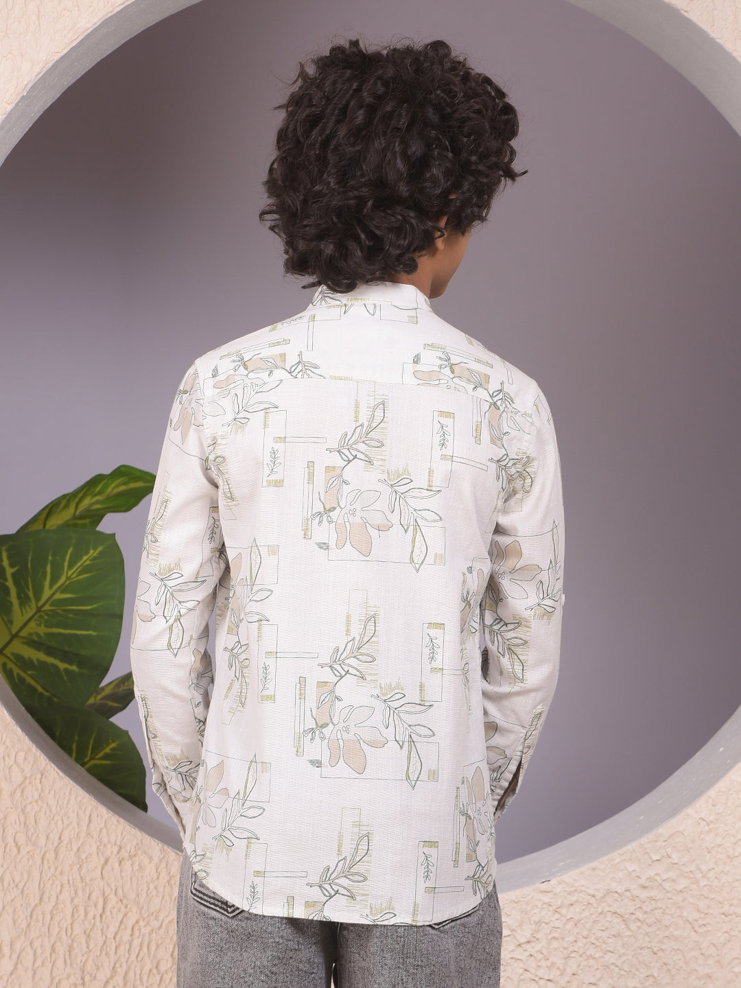 White Floral Print 100% Cotton Kurta