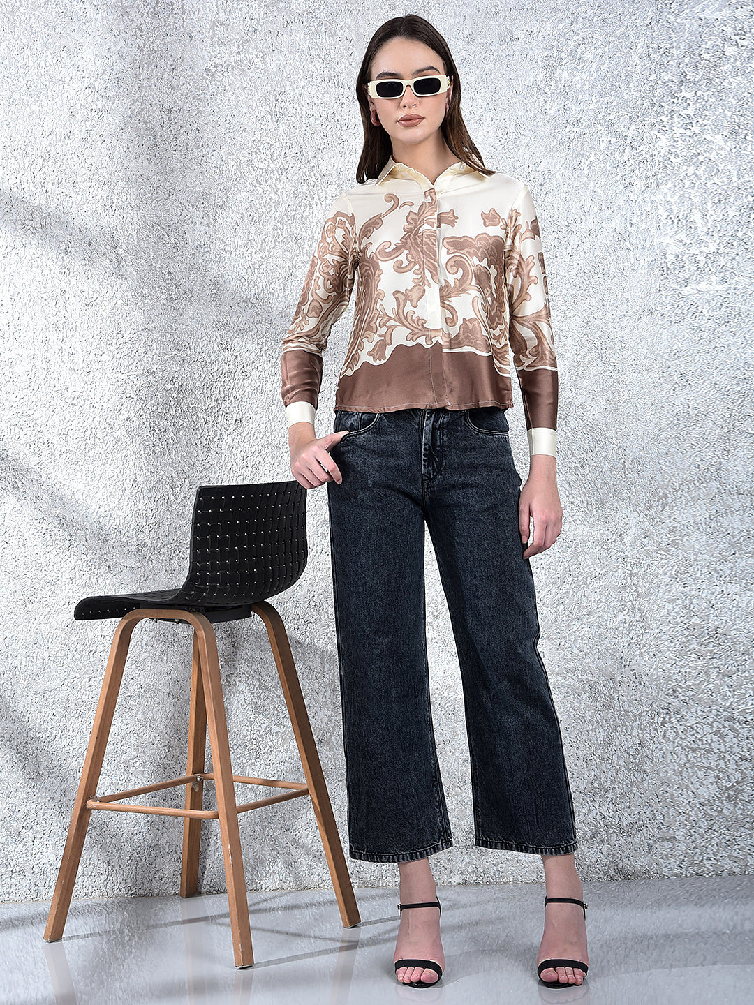 Brown Floral Print Shirt
