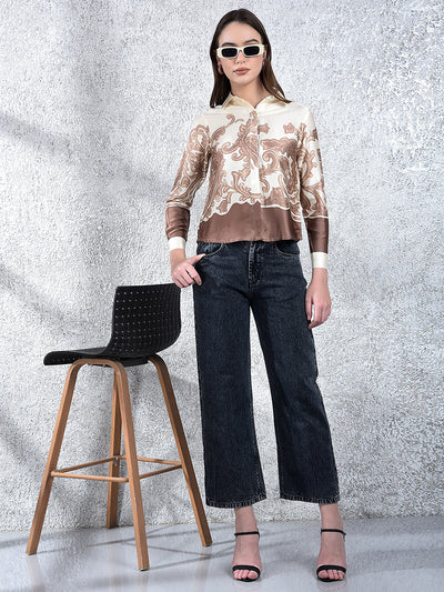 Brown Floral Print Shirt