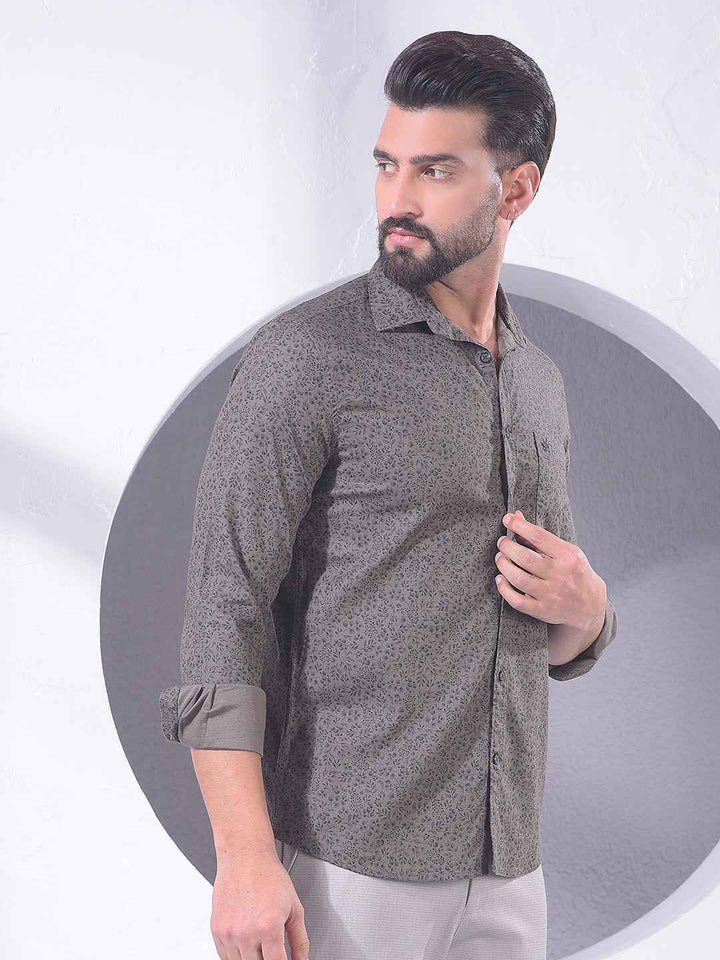 Grey Floral Print Shirt