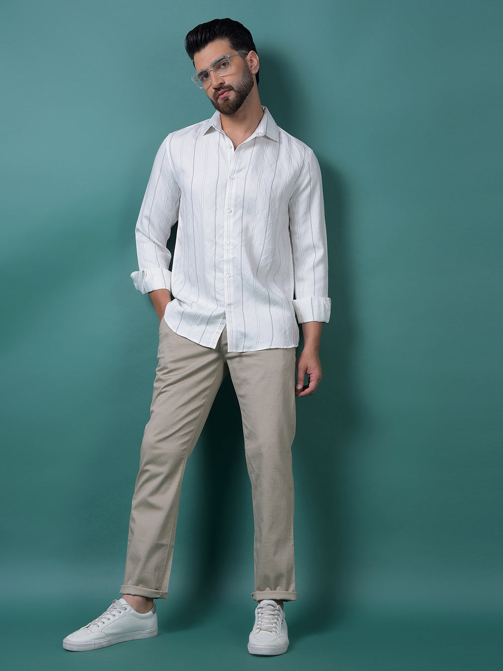 White Vertical Stripes Shirt