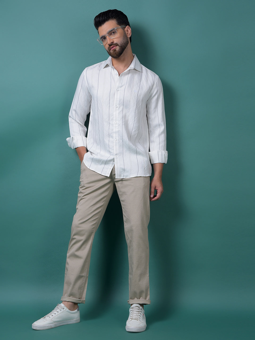 White Vertical Stripes Shirt