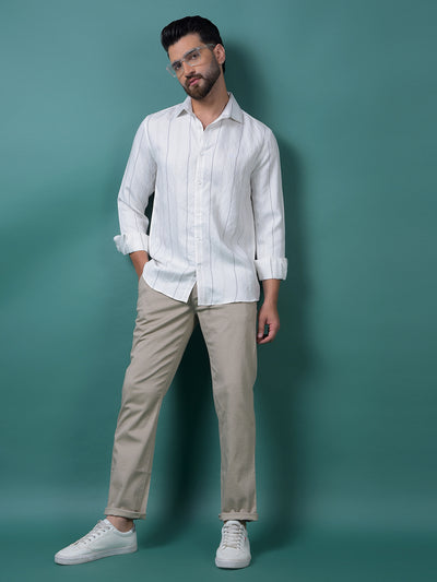 White Vertical Stripes Shirt