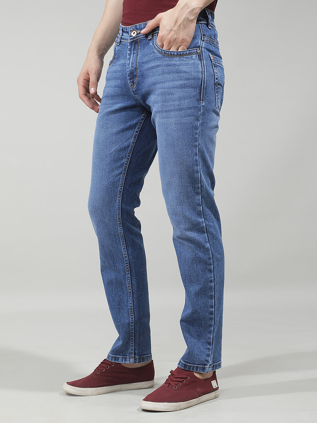 Distressed Indigo Blue Jeans