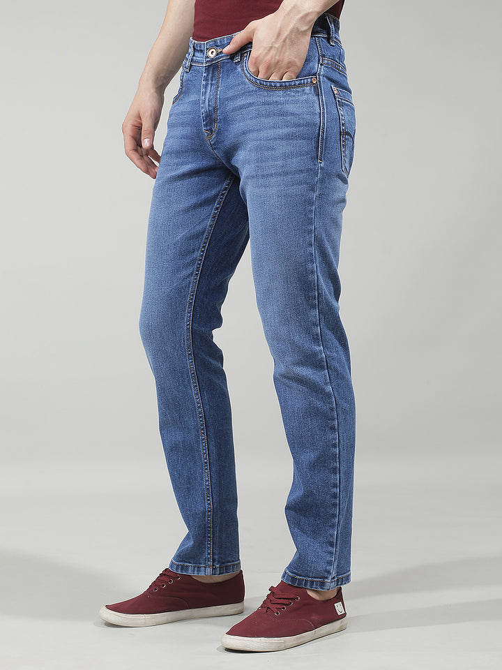 Distressed Indigo Blue Jeans
