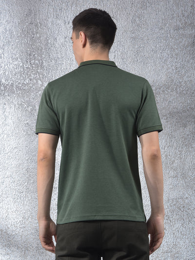 Green Polo Neck T-Shirt-Men T-Shirts-Crimsoune Club