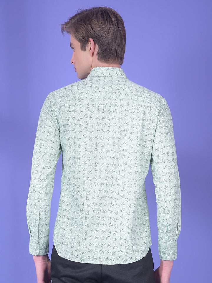 Sharp Green Floral Print Shirt