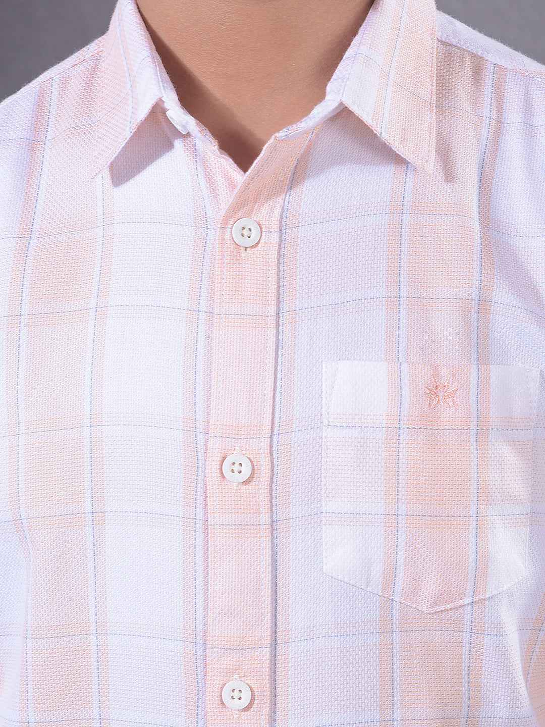 Peach Checked 100% Cotton Shirt