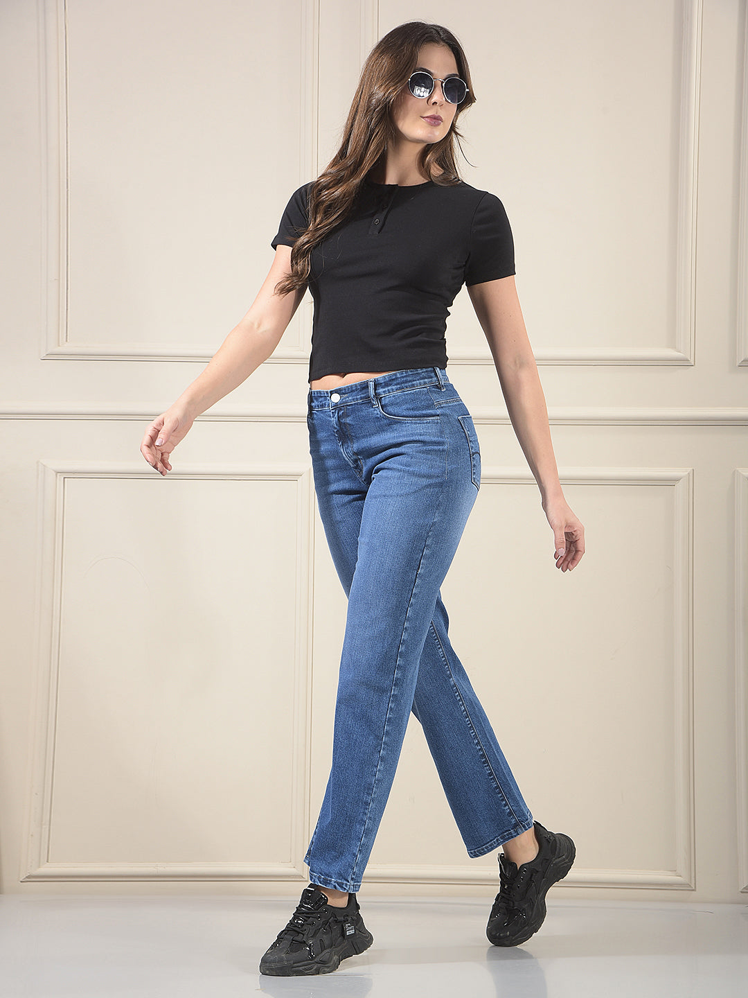 Luxe Azure Blue Straight Jeans