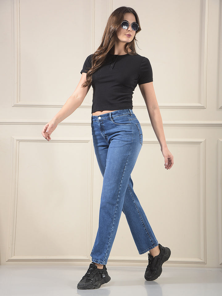 Luxe Azure Blue Straight Jeans