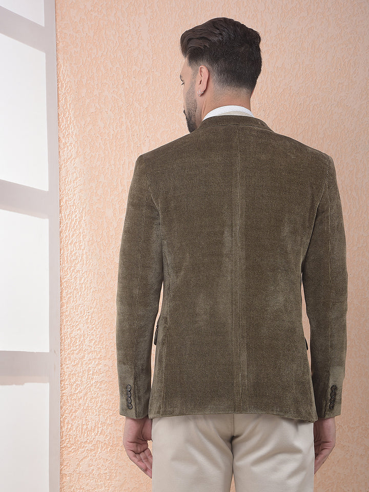 Brown Notched Lapel Corduroy Blazer