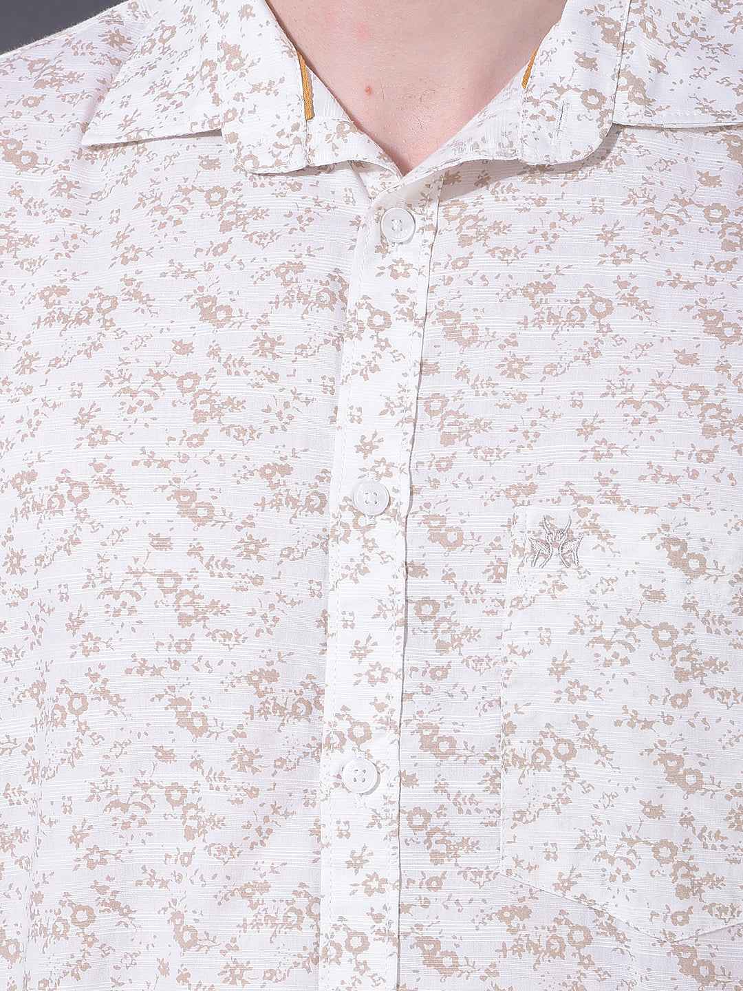 White Floral Print Shirt
