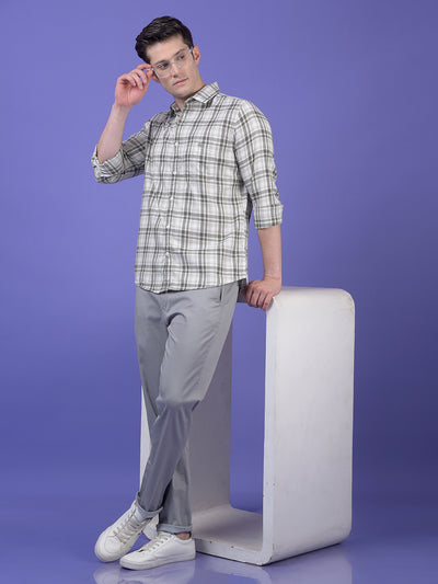 Olive Checked 100% Cotton Shirt