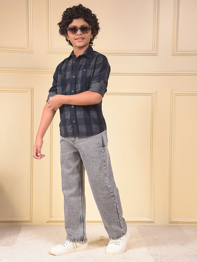 Blue Checked Corduory Shirt