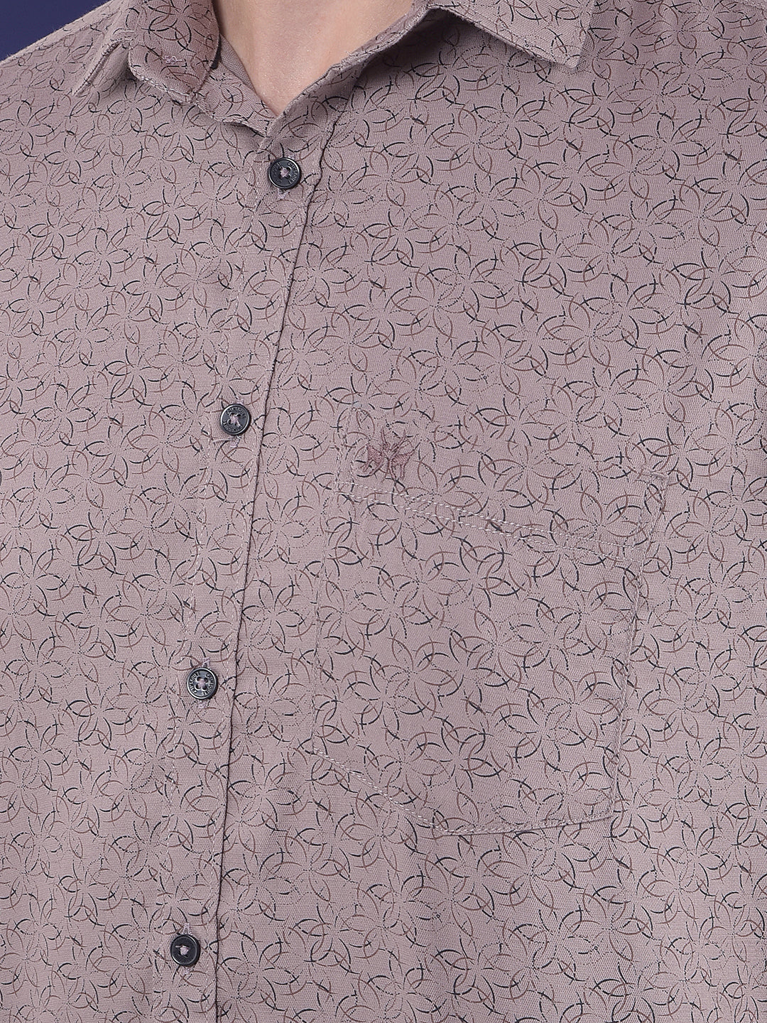 Brown Micro Floral Printed Shirt