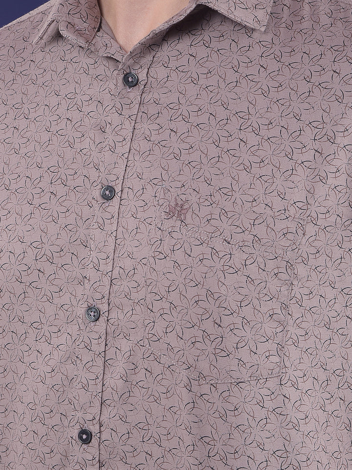Brown Micro Floral Printed Shirt