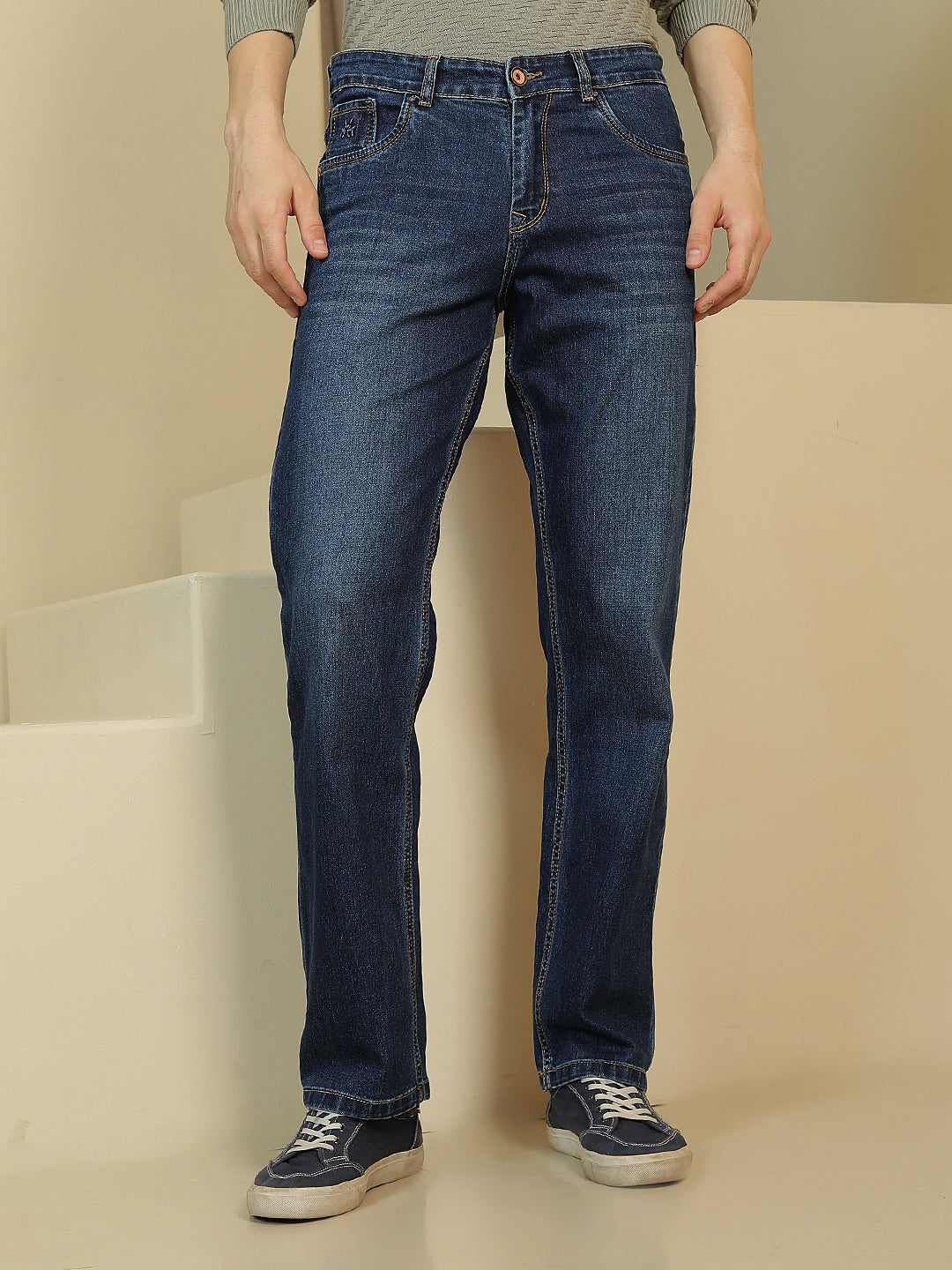 Blue Straight Stretchable Jeans