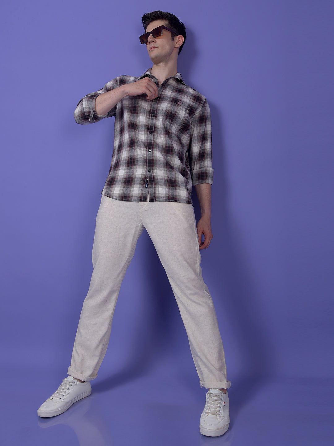 Off White Textured Trousers