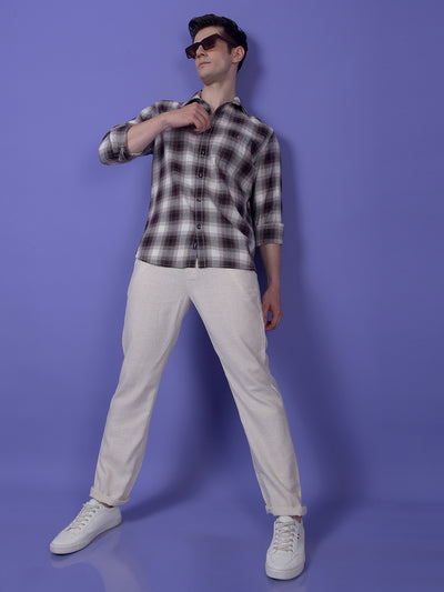 Off White Textured Trousers