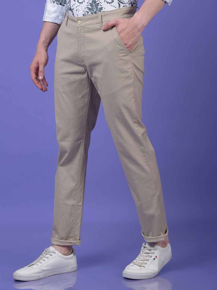 Beige Printed Trousers