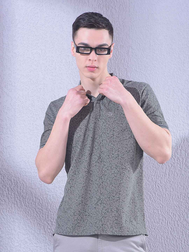 Grey Floral Print T-Shirt