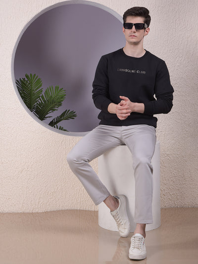 Classic Black Cotton Sweatshirt With Brand Logo