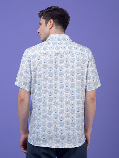 Blue Floral Print Shirt