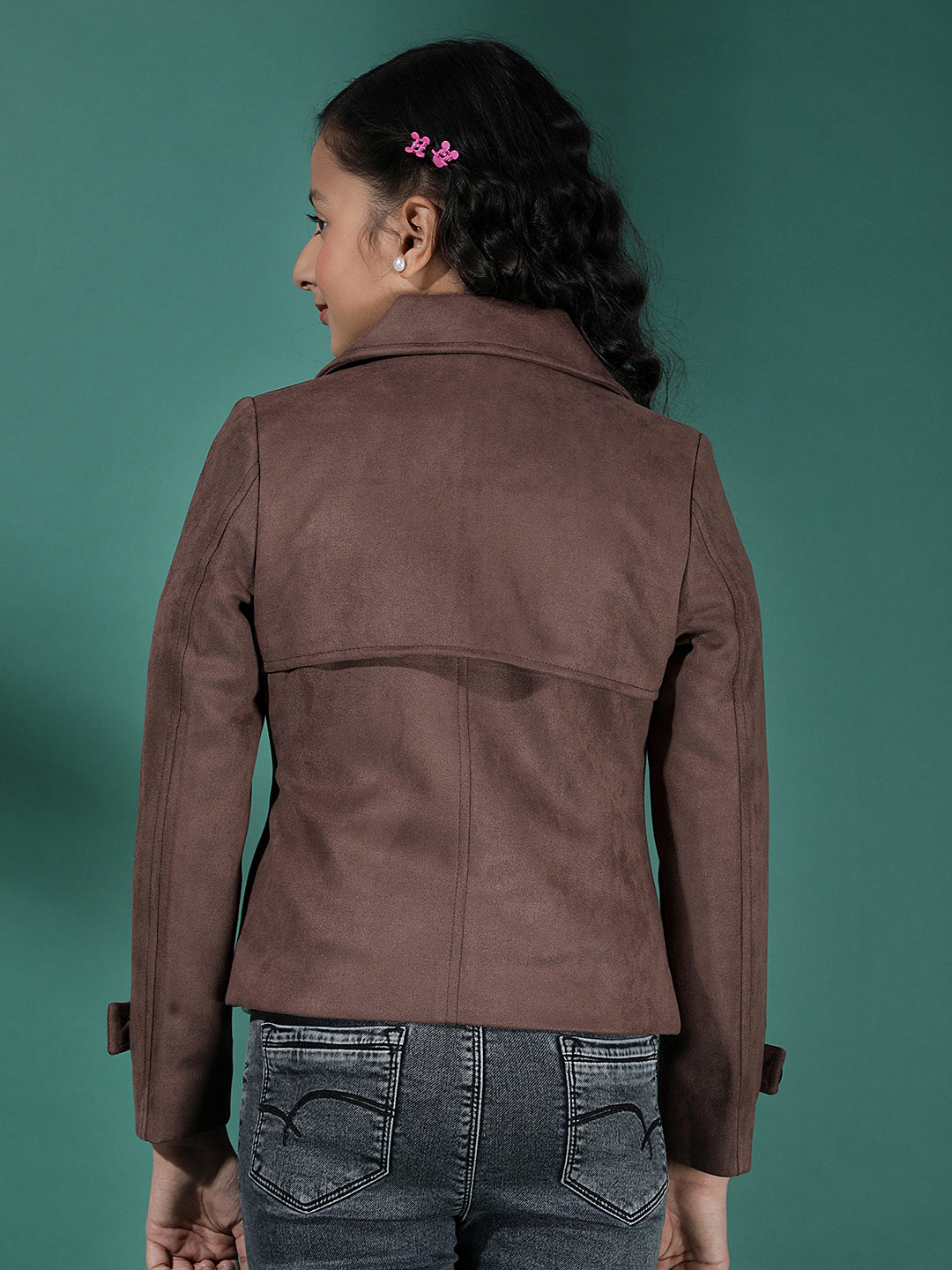 Brown Notched Lapel Double Breasted Coat