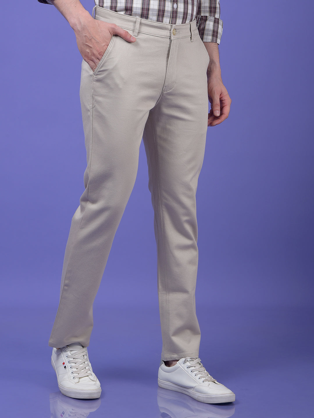 Beige Printed Trousers