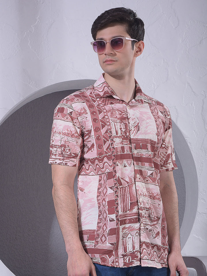 Rust Brown Heritage Print Shirt