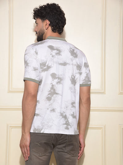 Olive Printed Polo-Neck T-Shirt