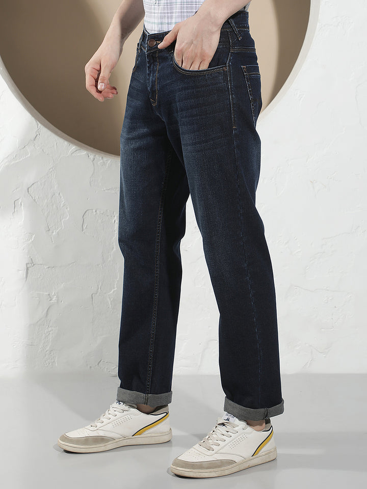 Sleek Ocean Blue Straight Jeans