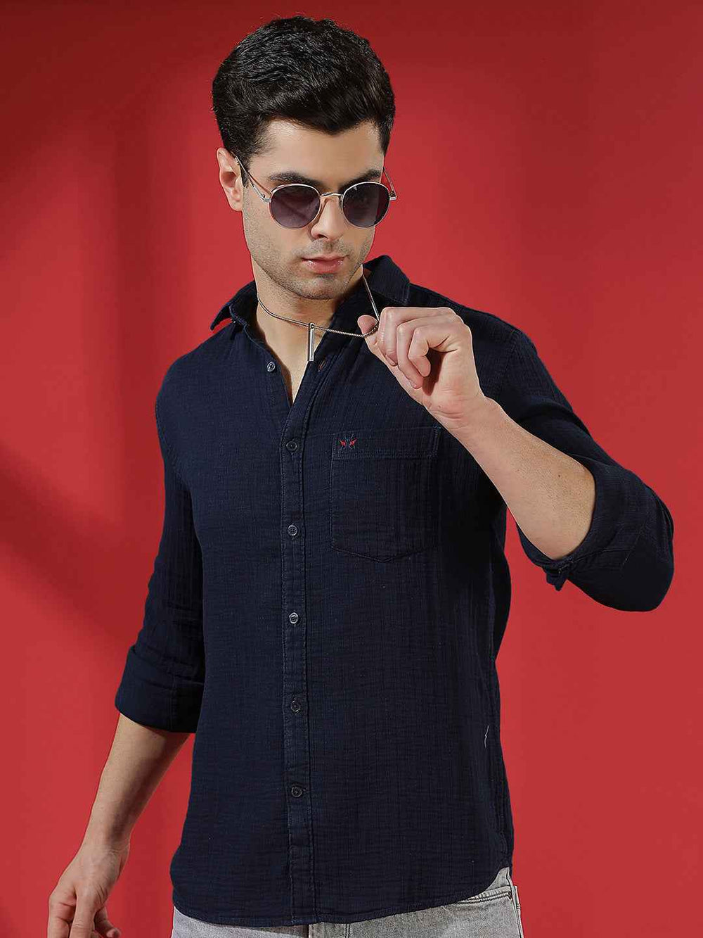 Navy Blue 100% Cotton Shirt