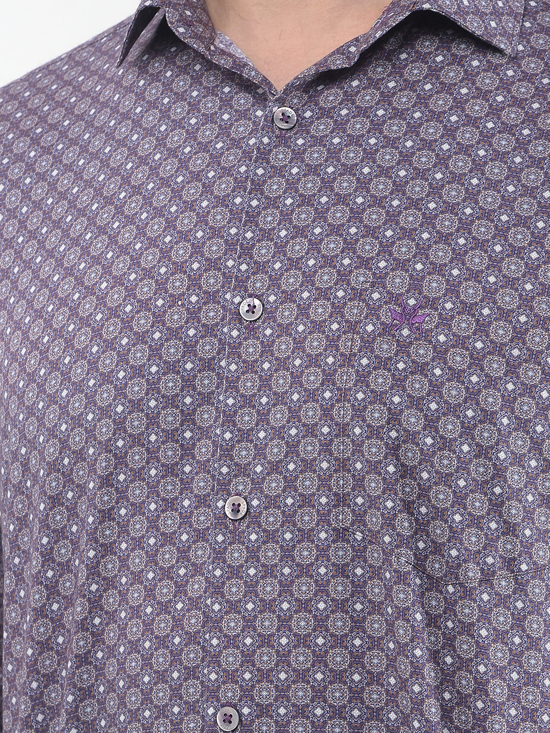 Purple Printed 100% Cotton Shirt