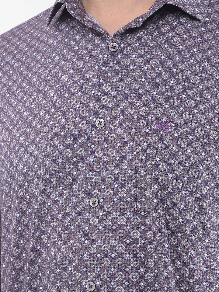 Purple Printed 100% Cotton Shirt