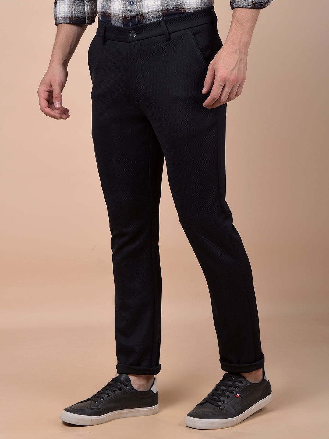 Chic Navy Blue Knitted Trousers