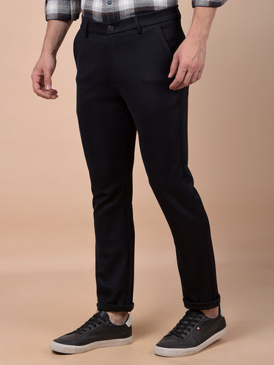 Chic Navy Blue Knitted Trousers