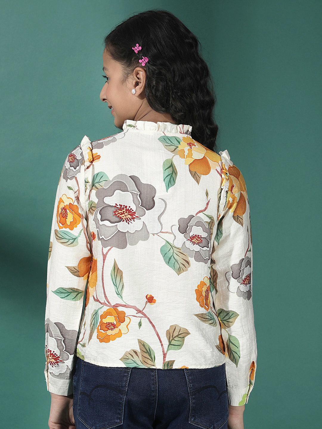 Autumn Garden Yellow Ruffle Shirt