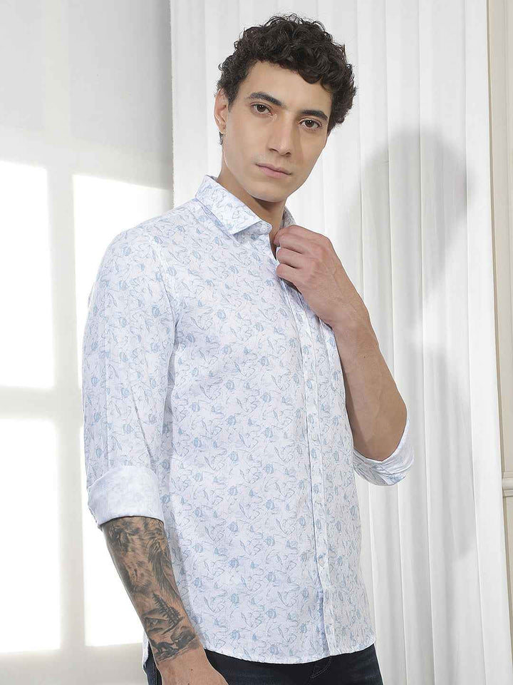 White Printed 100% Cotton Shirt