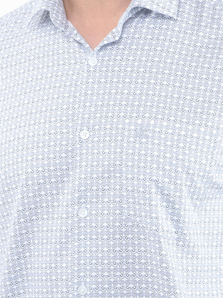 White Printed 100% Cotton Shirt