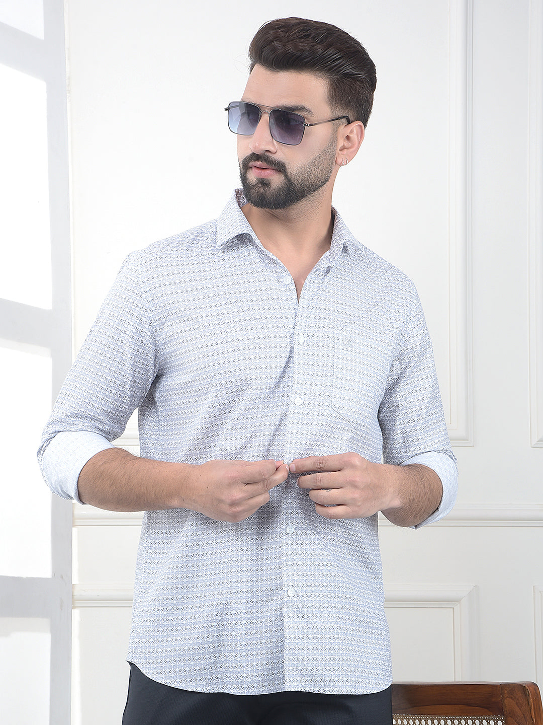 White Printed 100% Cotton Shirt