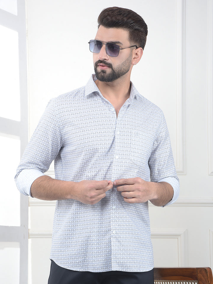 White Printed 100% Cotton Shirt