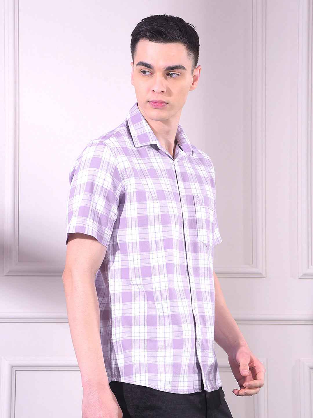 Voilet 100% Cotton Checked Shirt