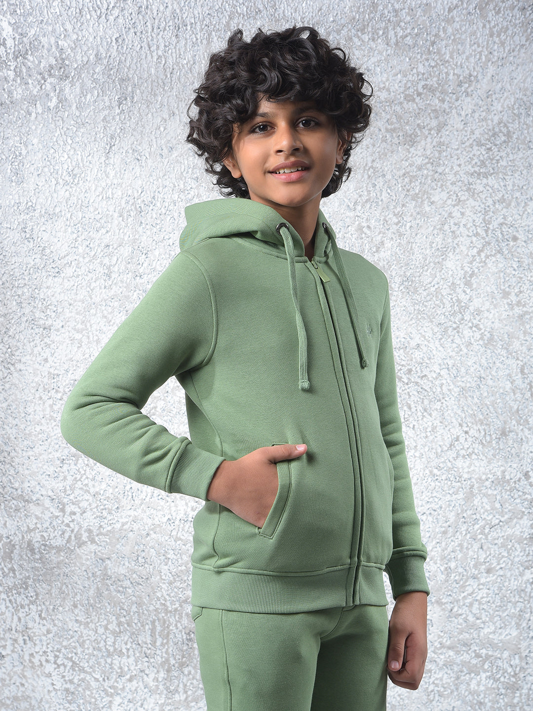Green Hooded Neck Sweatshirt