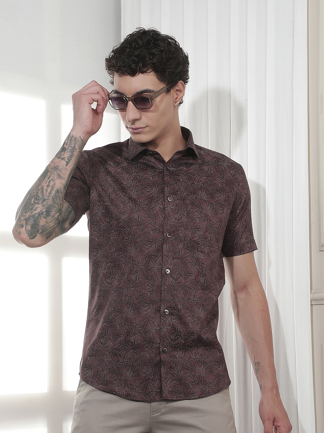 Wine Botanical Print Shirt