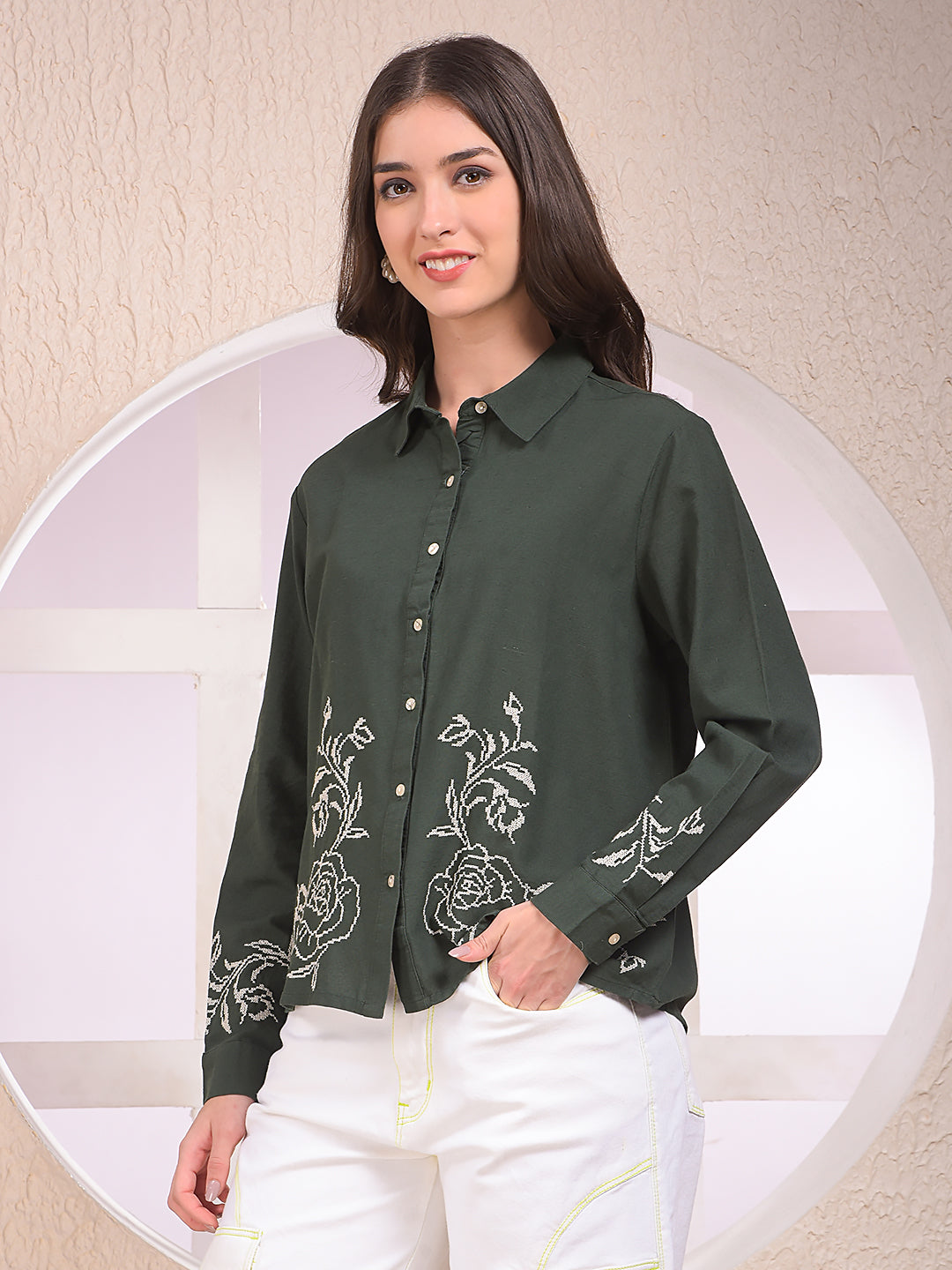 Green Embroidered Shirt