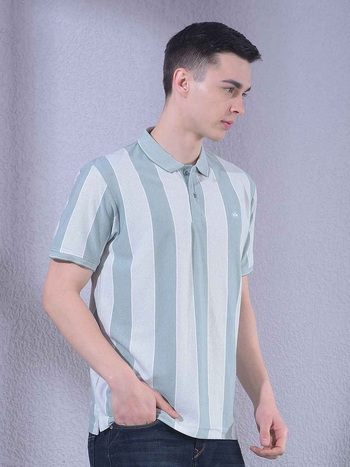 Green Vertical Striped T-Shirt